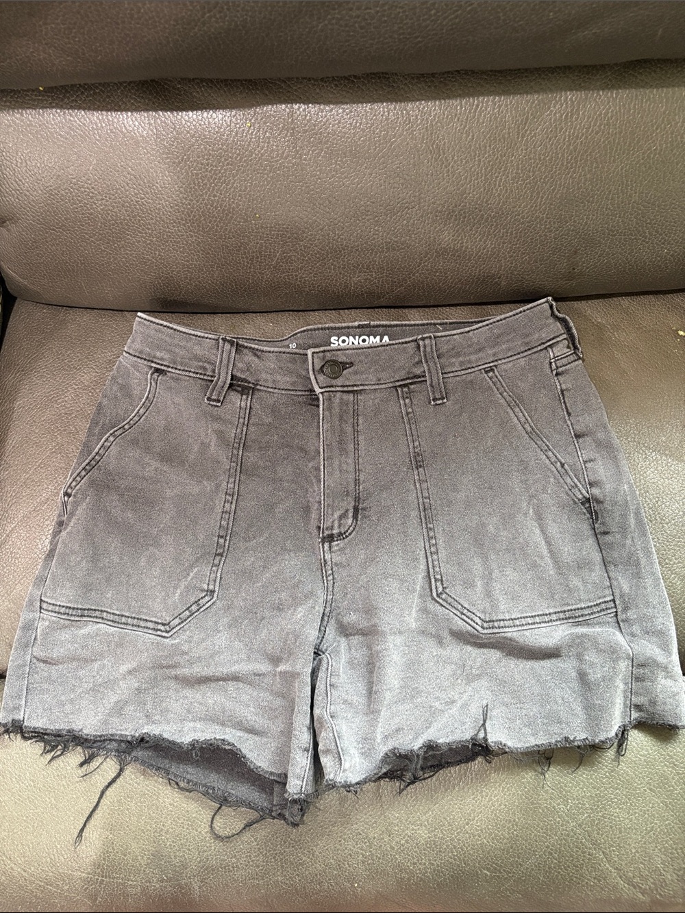 Sonoma denim charcoal frayed 5 in inseam shorts